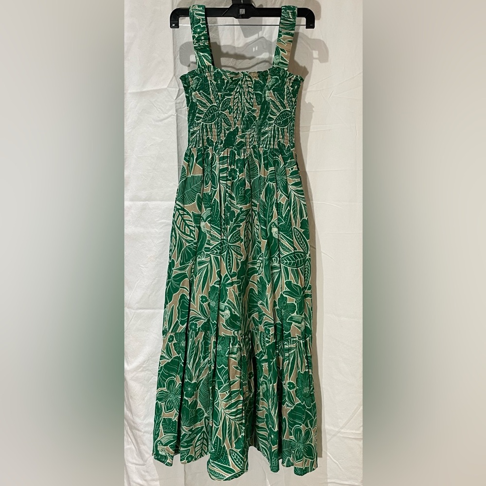 O.P.T full length green floral dress (Size S)